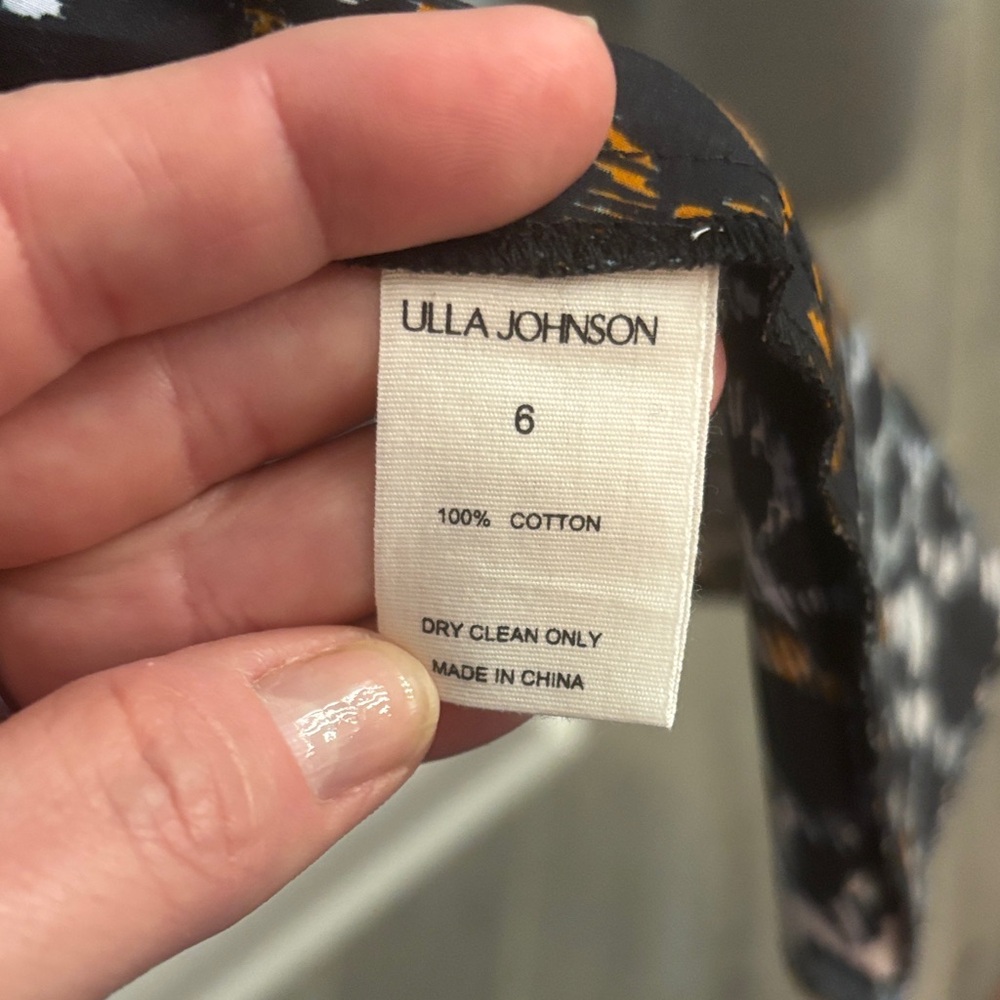 Ulla Johnson Black Floral Long-Sleeve Mini Dress - Picture 3 of 3